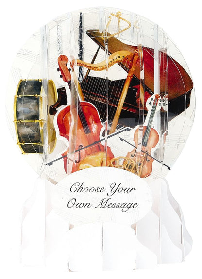 Instrument Snow Globe Pop-Up Any Occasion Greeting Card