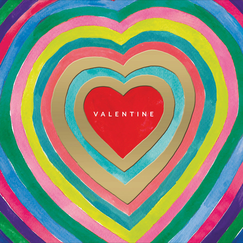 Valentine Retro Rainbow Heart Valentine's Day Card