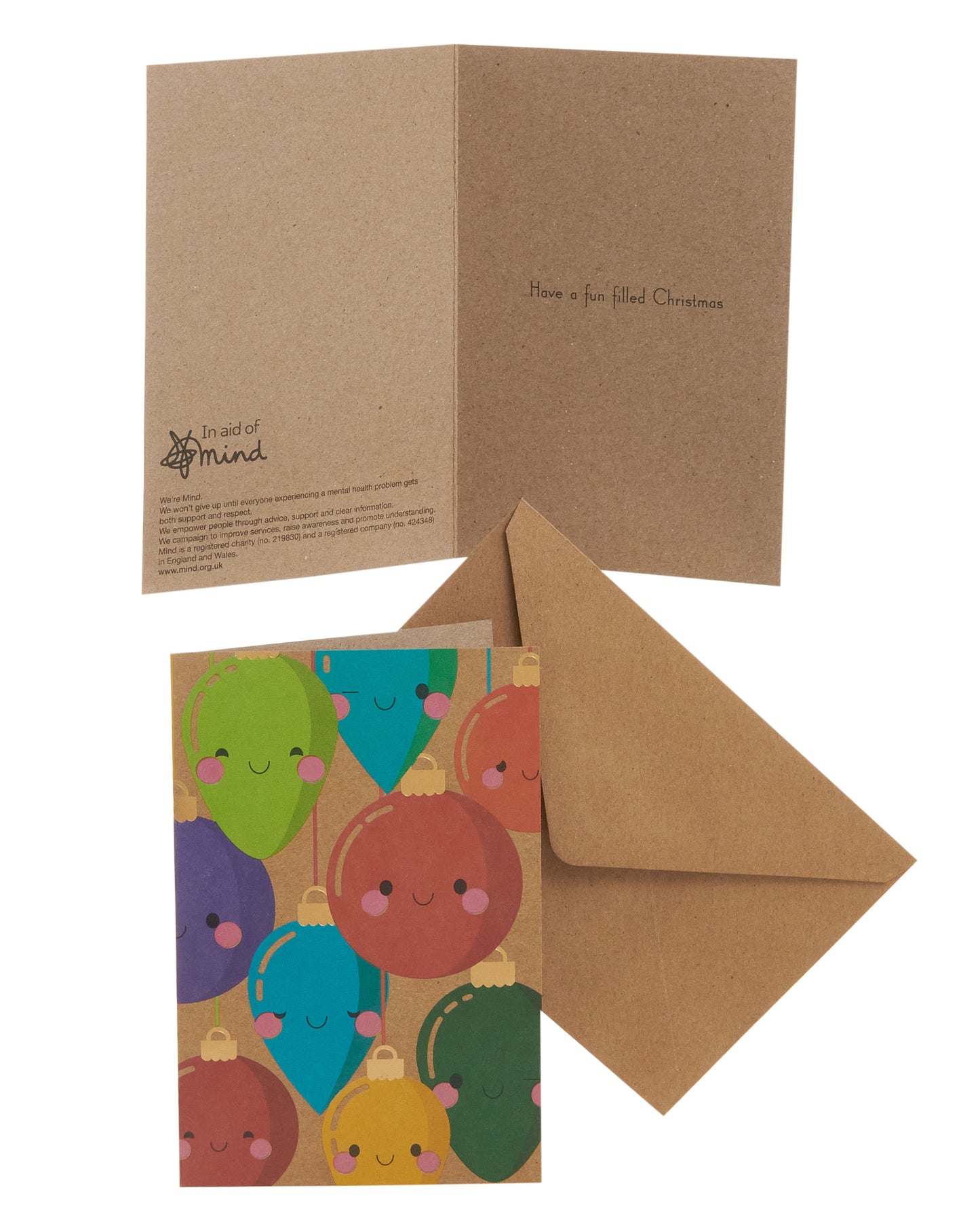 Box of 8 Festive Xmas Baubles In Aid Of Mind Charity Christmas Cards
