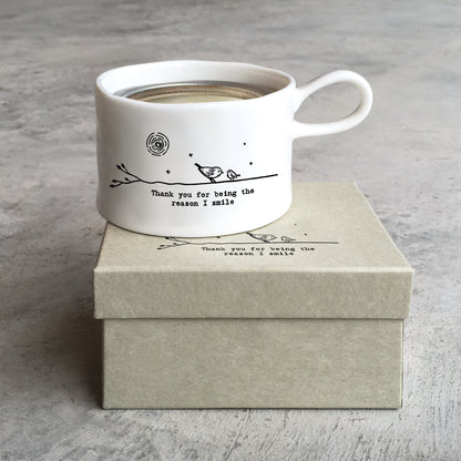 East Of India Thank You The Reason I Smile Candle In A Tin Inside Handled Candle Holder