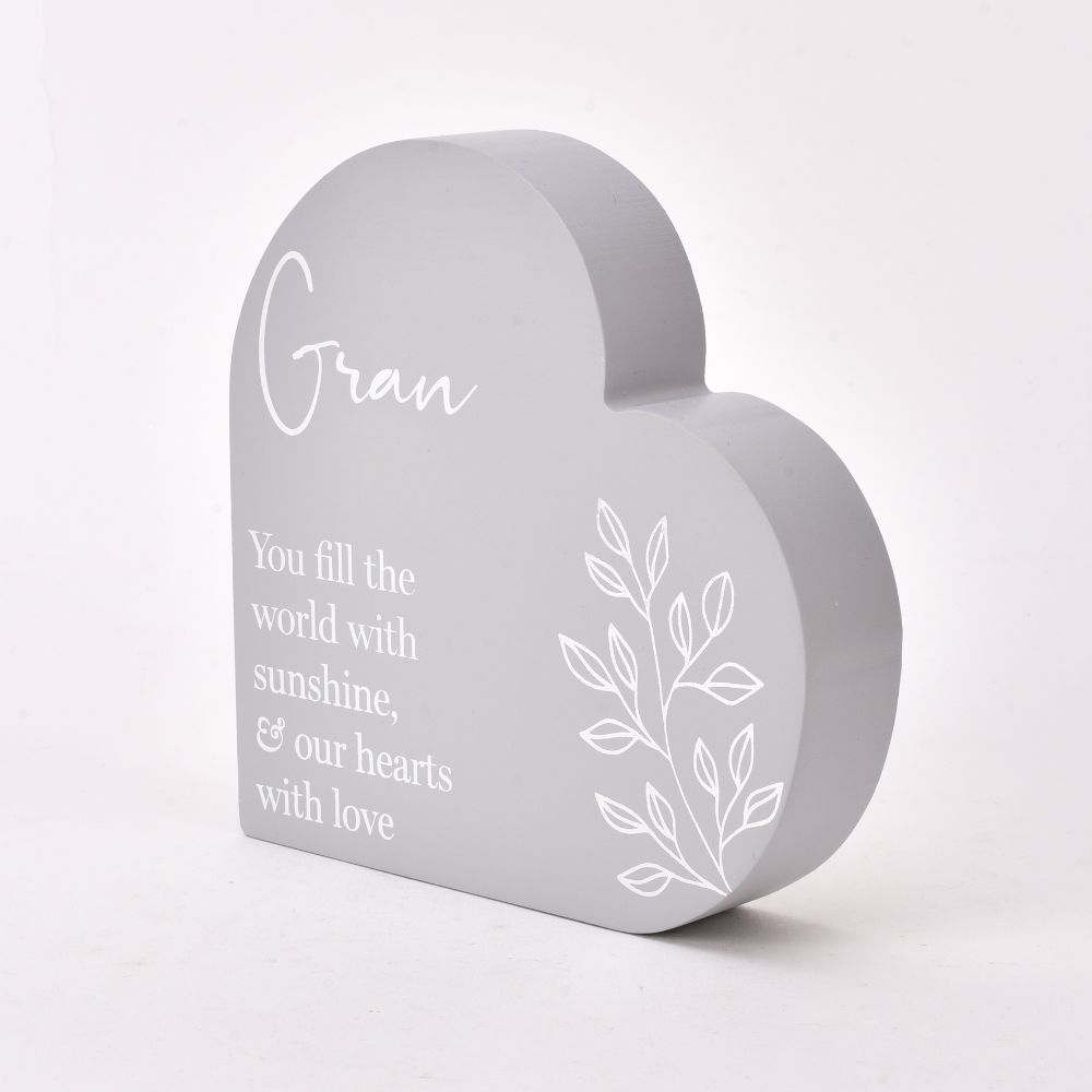 "Gran" Sentimental Moments Grey Heart Shaped Plaque
