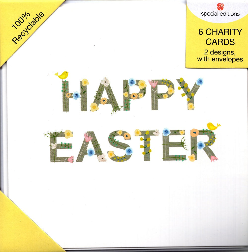 Pack of 6 British Heart Foundation Charity Easter Greeting Cards