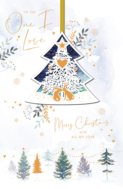 The One I Love Xmas Tree Foiled & Embellished Christmas Card