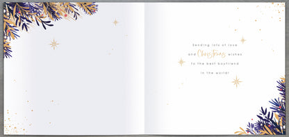 To My Boyfriend Luxury Wreath Embellished Christmas Card