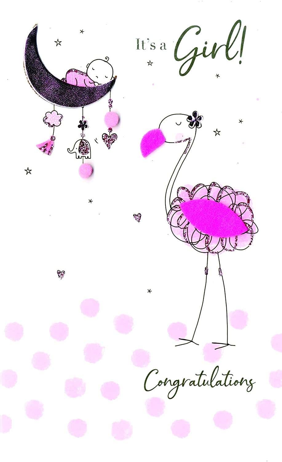 Birth of Your Baby Girl Greeting Card Hand-Finished