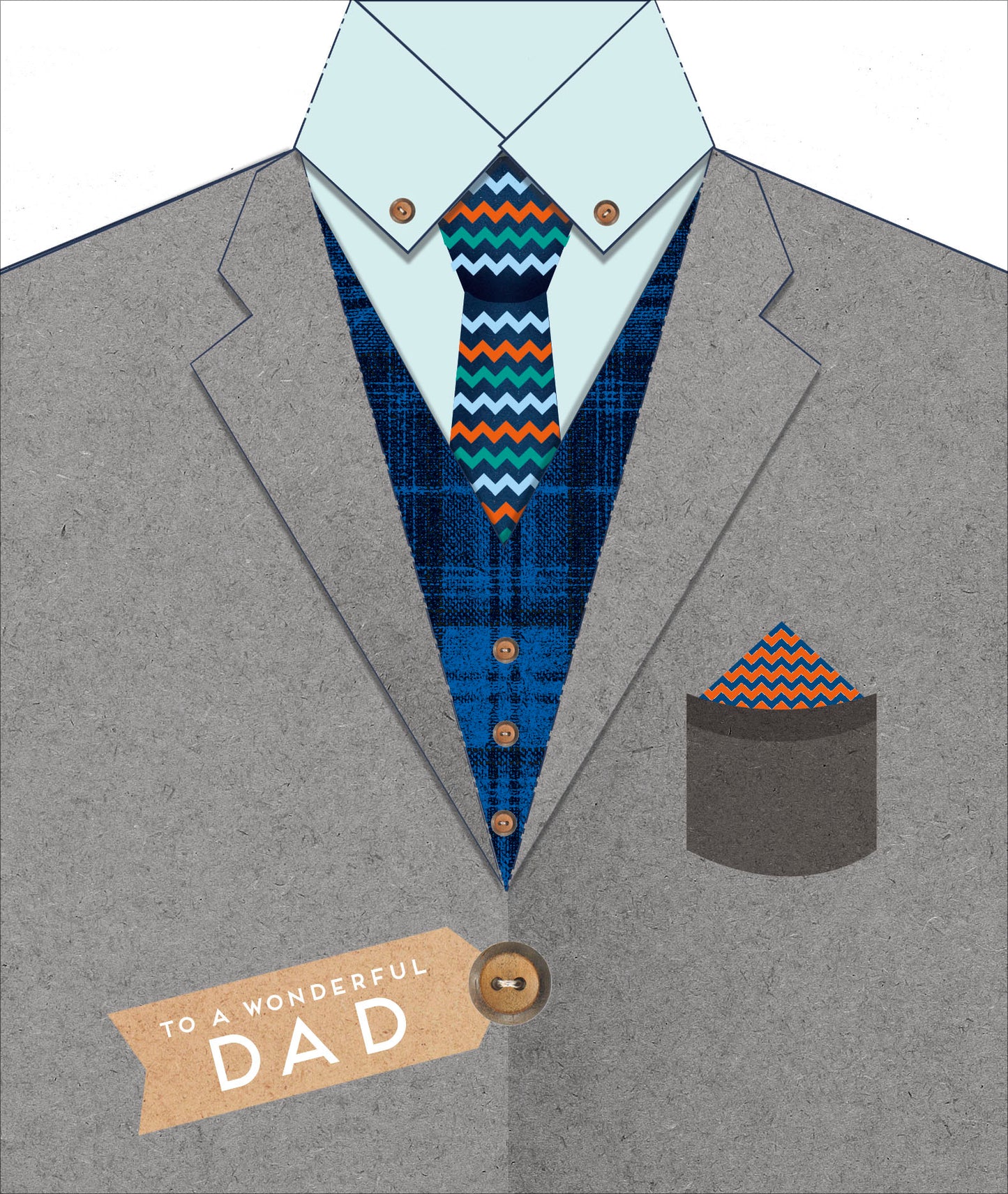 Wonderful Dad Happy Father's Day Card Die Cut Suit Shaped