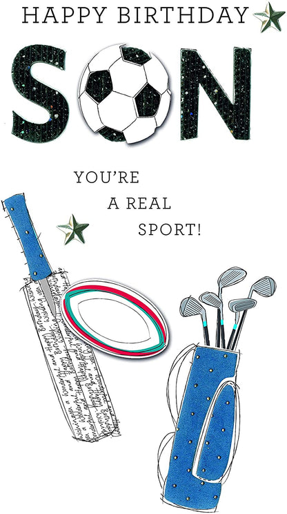 Wonderful Son Birthday Greeting Card Hand-Finished