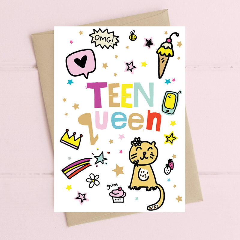 OMG Teen Queen Fun Foiled Greeting Card