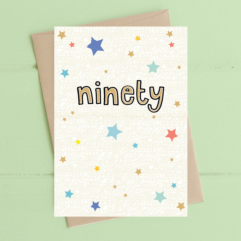 90th Ninety Birthday Foiled Stars Greeting Card
