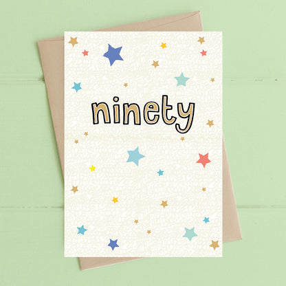 90th Ninety Birthday Foiled Stars Greeting Card
