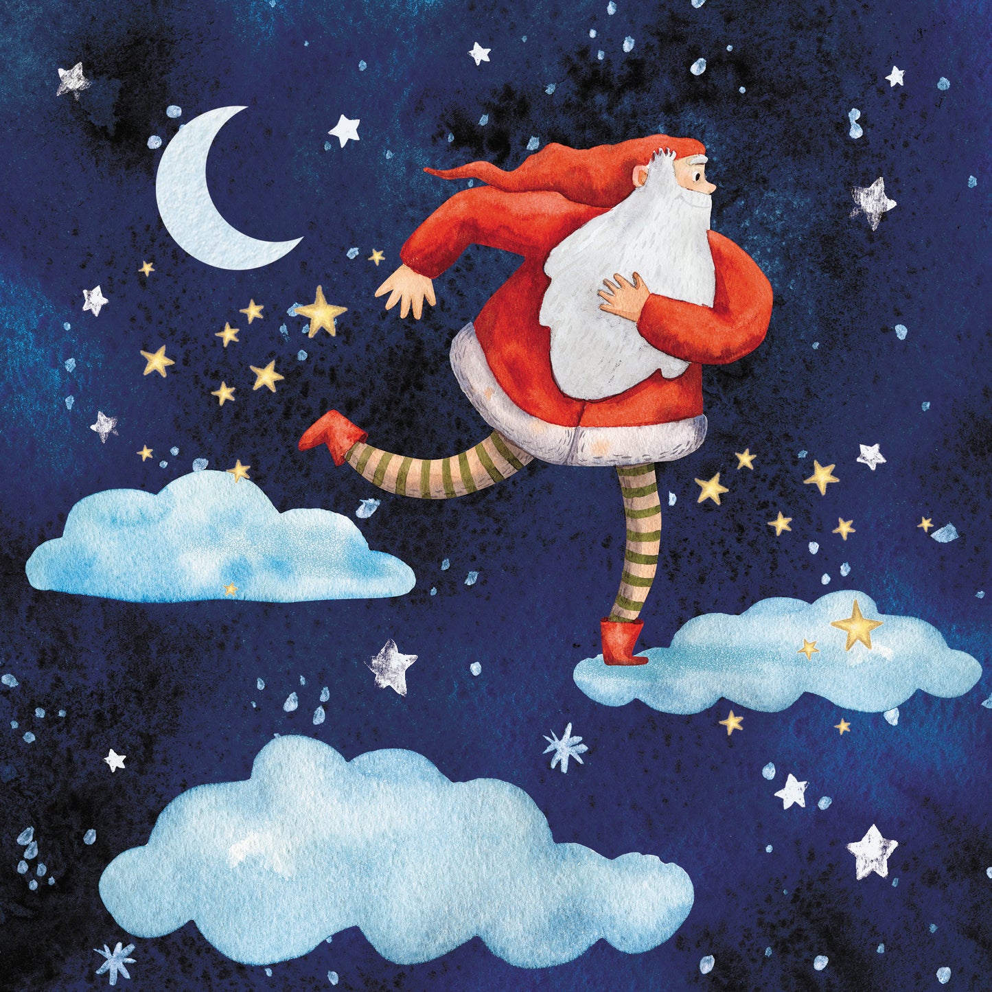 Box of 16 Santa In The Starry Sky Christmas Cards In 2 Designs