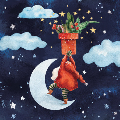 Box of 16 Santa In The Starry Sky Christmas Cards In 2 Designs