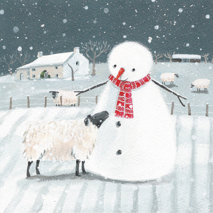 Box of 16 Snowman On The Farm Christmas Cards In 2 Designs