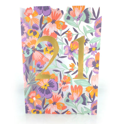 Paper Cut Art 21st Floral Laser Cut Birthday Greeting Card