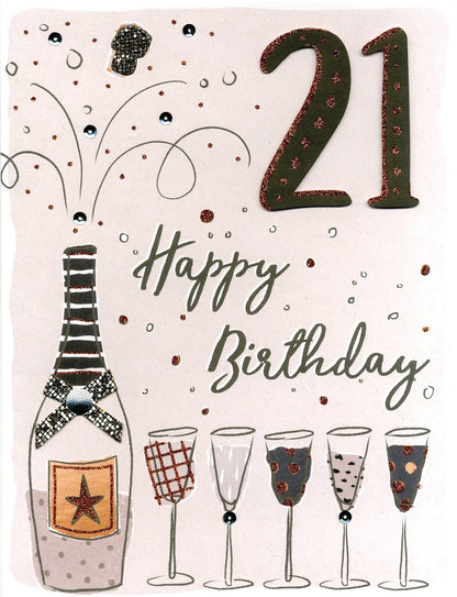 21st Happy Birthday Fizz Gigantic Greeting Card  A4 Sized Cards