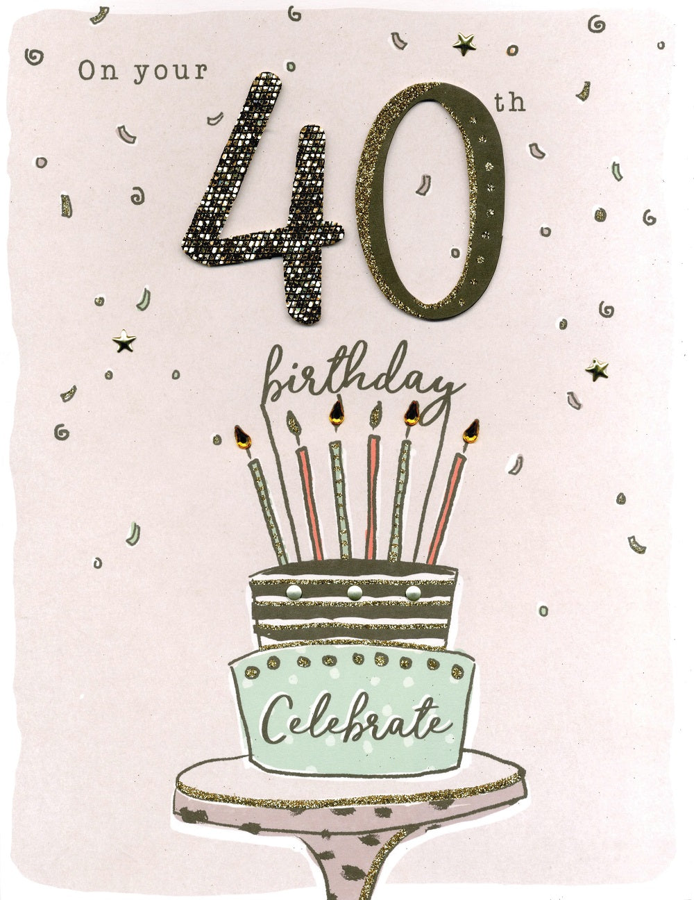On Your 40th Birthday Gigantic Greeting Card  A4 Sized Cards
