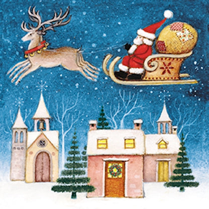 Pack of 8 Mini Santa Sleigh RNLI Lifeboats Charity Christmas Cards Xmas Card Packs
