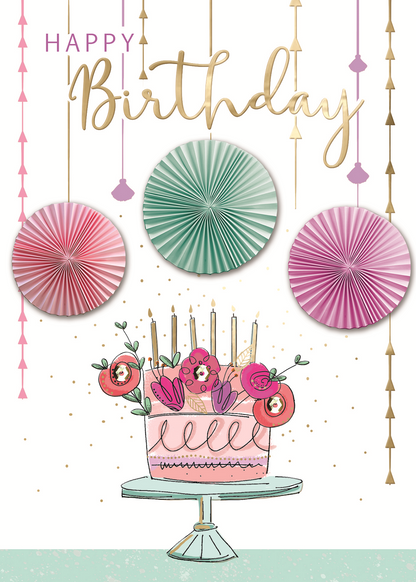 Special Day Decorated Cake Embellished Birthday Greeting Card