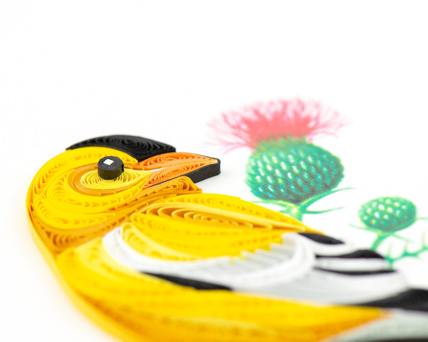 Quilling American Goldfinch Goldie On Thistle Hand-Finished Art Greeting Card