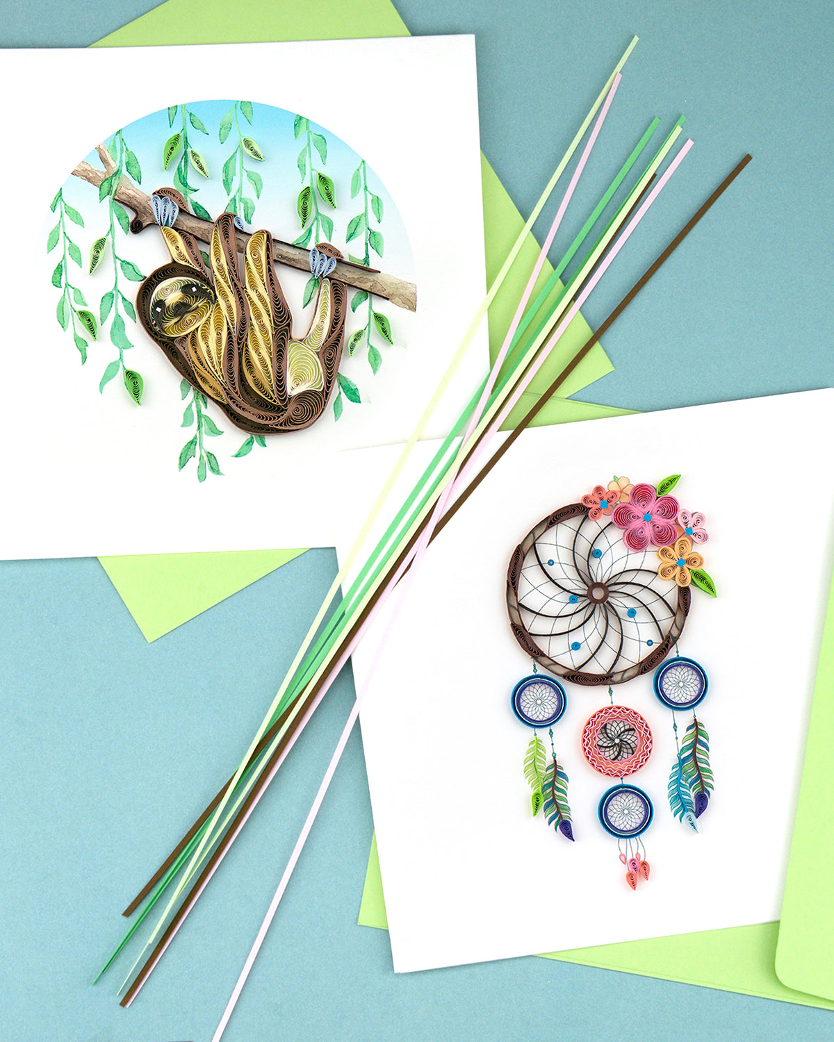 Quilling Sloth On A Branch Lazy Leaf Lounger Hand-Finished Art Greeting Card