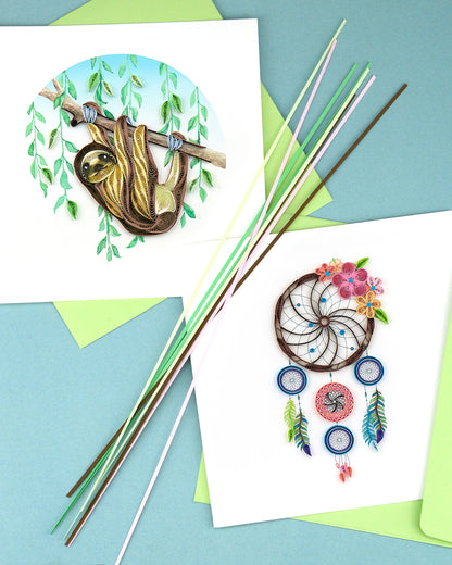 Quilling Sloth On A Branch Lazy Leaf Lounger Hand-Finished Art Greeting Card