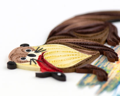 Quilling Brown Otter Fisherman's Friend Hand-Finished Art Greeting Card