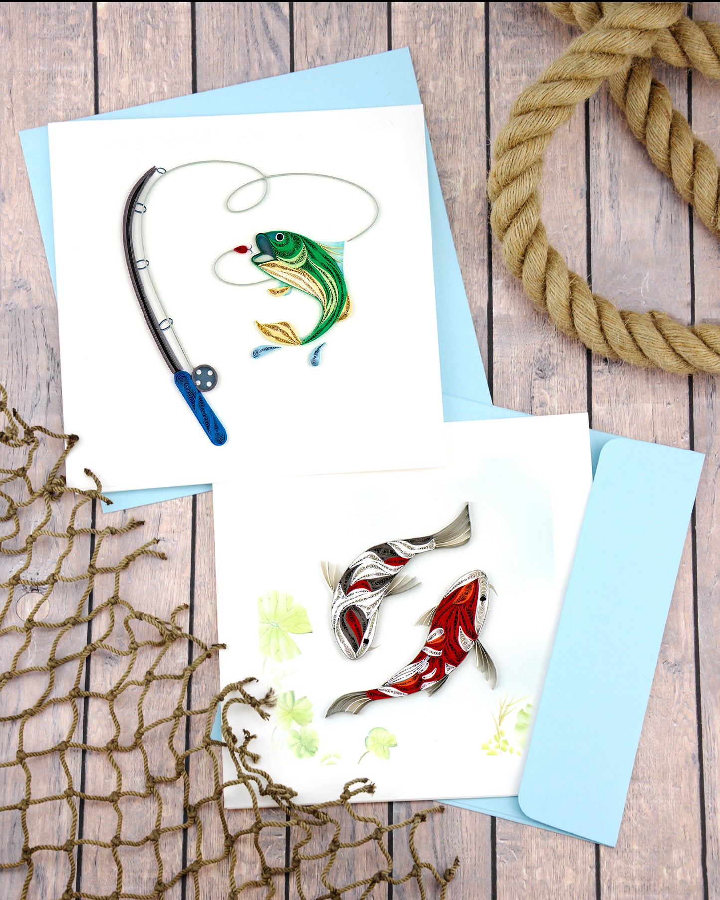 Quilling Fly Fishing Trout-tastic Fun Hand-Finished Art Greeting Card