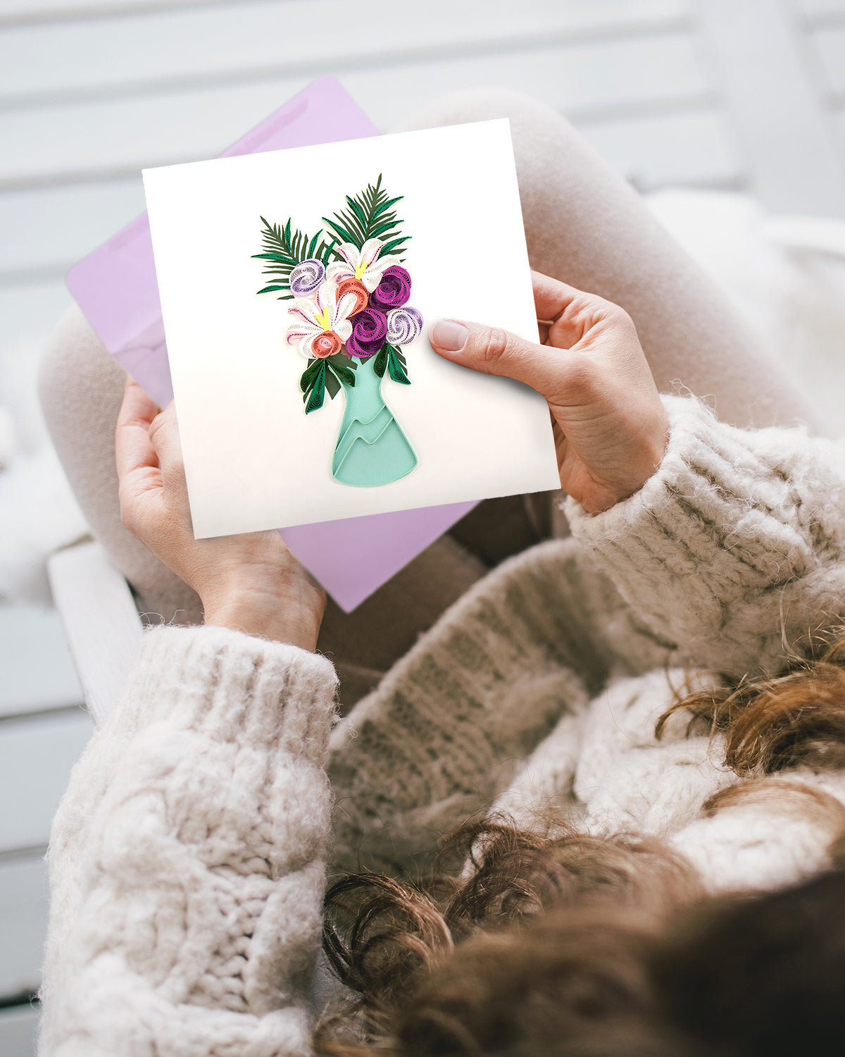 Quilling Flowers In A Vase Bloomin' Fun! Hand-Finished Art Greeting Card