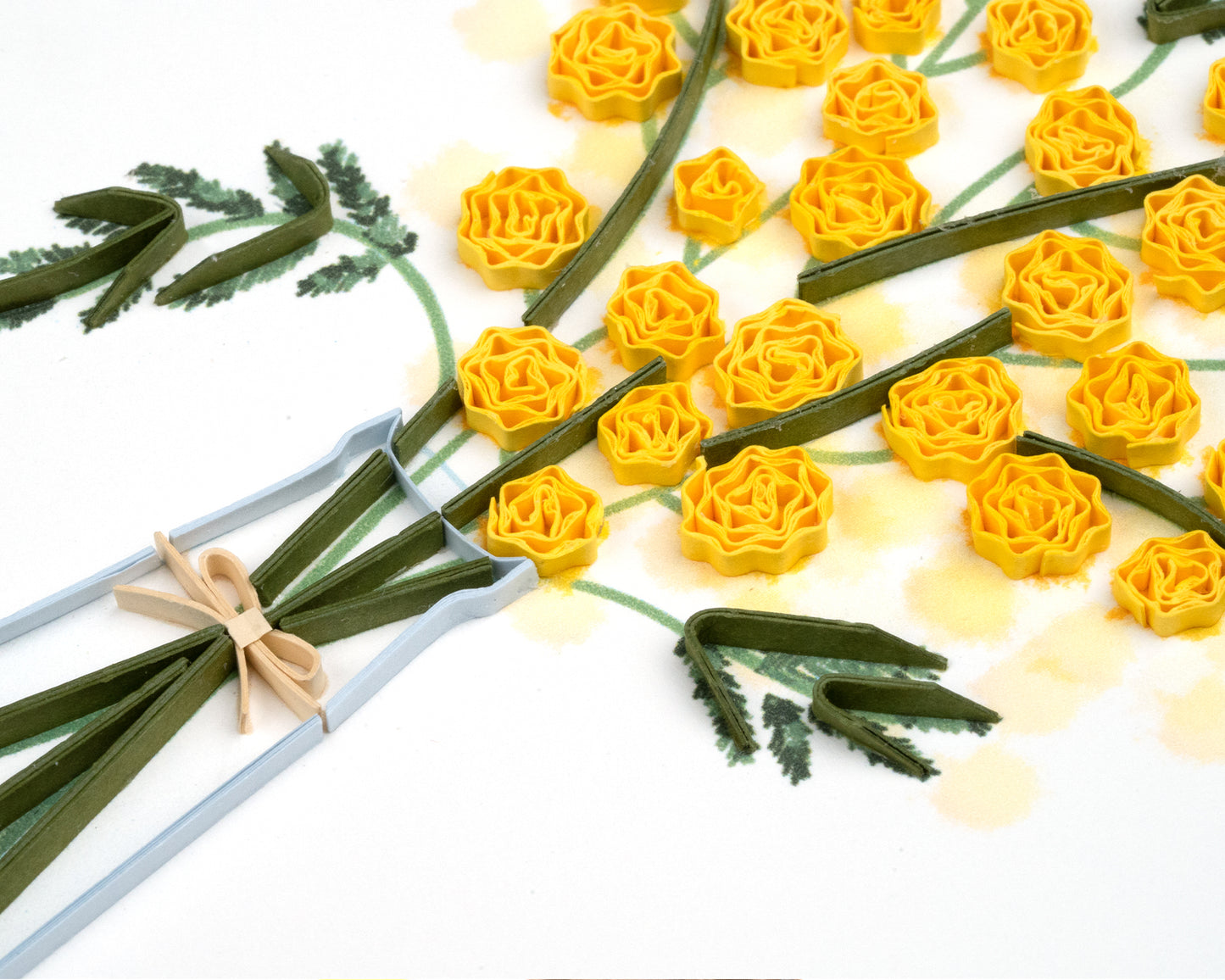 Quilling Mimosa Bouquet Sunshine Flowers Hand-Finished Art Greeting Card