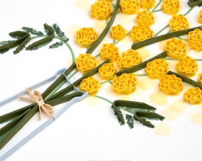 Quilling Mimosa Bouquet Sunshine Flowers Hand-Finished Art Greeting Card
