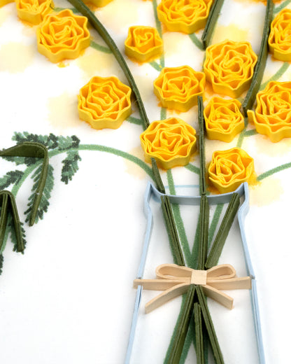 Quilling Mimosa Bouquet Sunshine Flowers Hand-Finished Art Greeting Card