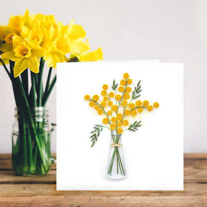 Quilling Mimosa Bouquet Sunshine Flowers Hand-Finished Art Greeting Card