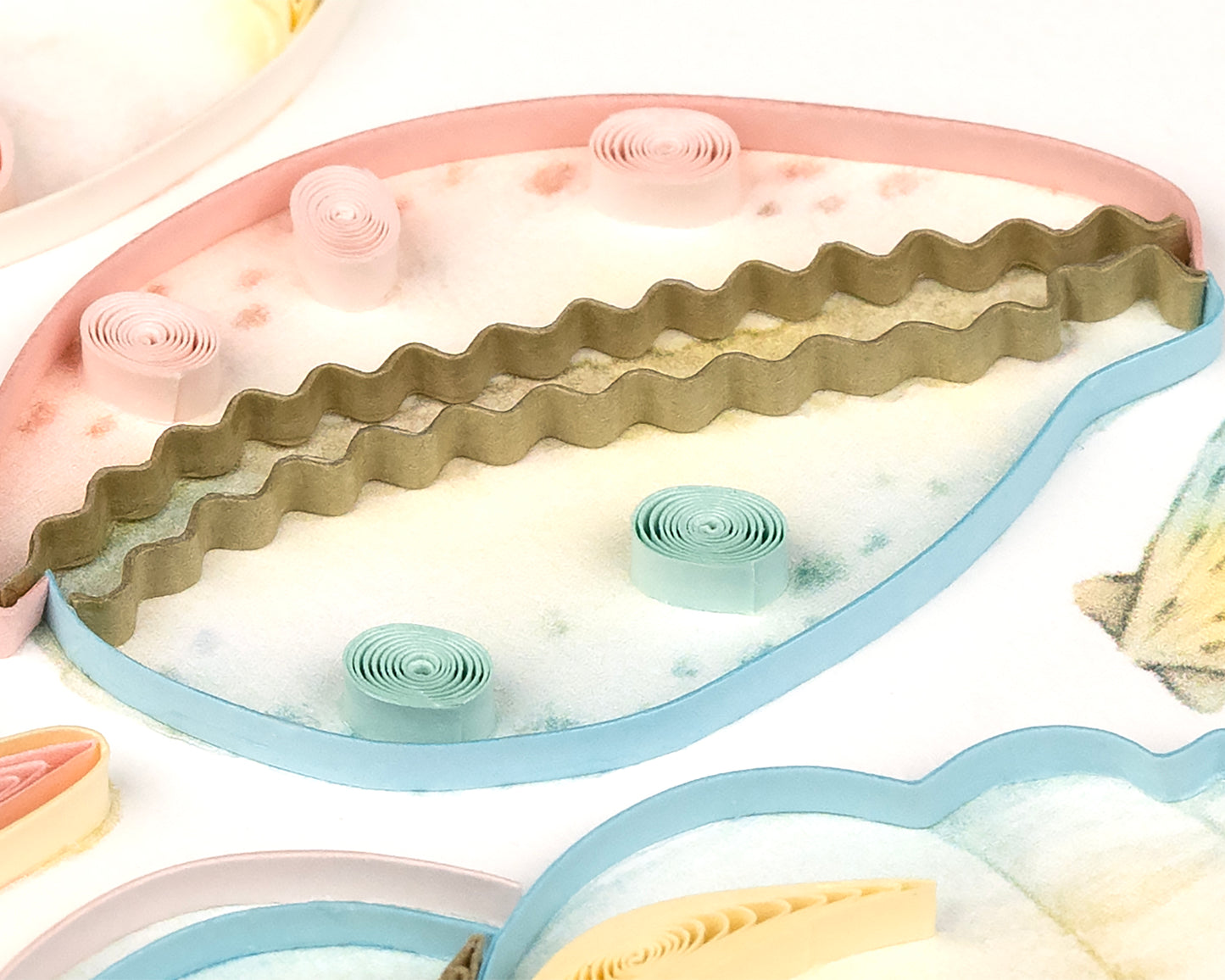 Quilling Heart-Shaped Sea Shells Ocean Romance Hand-Finished Art Greeting Card