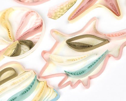 Quilling Heart-Shaped Sea Shells Ocean Romance Hand-Finished Art Greeting Card