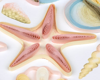 Quilling Heart-Shaped Sea Shells Ocean Romance Hand-Finished Art Greeting Card