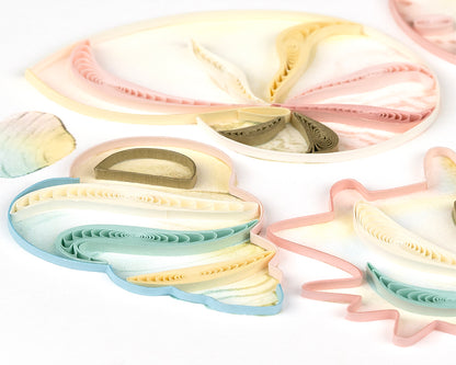 Quilling Heart-Shaped Sea Shells Ocean Romance Hand-Finished Art Greeting Card