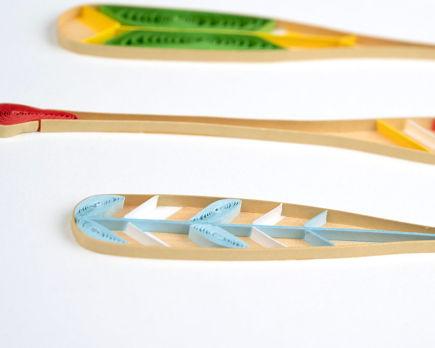 Quilling Painted Canoe Paddles Rowing Adventure Hand-Finished Art Greeting Card
