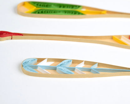 Quilling Painted Canoe Paddles Rowing Adventure Hand-Finished Art Greeting Card