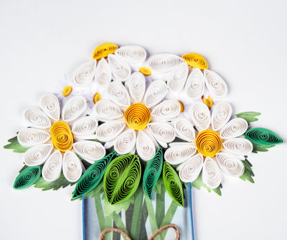 Quilling Jar Of Daises Daisy Dreams Come True! Hand-Finished Art Greeting Card