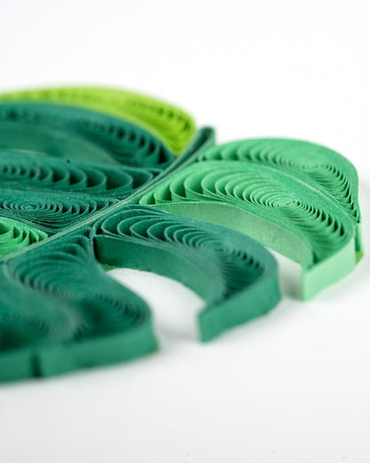 Quilling Green Monstera Pot Plant  Lover Hand-Finished Art Greeting Card