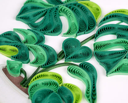 Quilling Green Monstera Pot Plant  Lover Hand-Finished Art Greeting Card