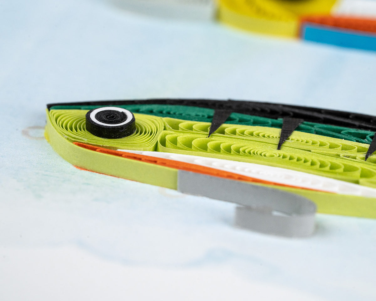 Quilling Bright Fishing Lures Fisherman's Friend Hand-Finished Art Greeting Card