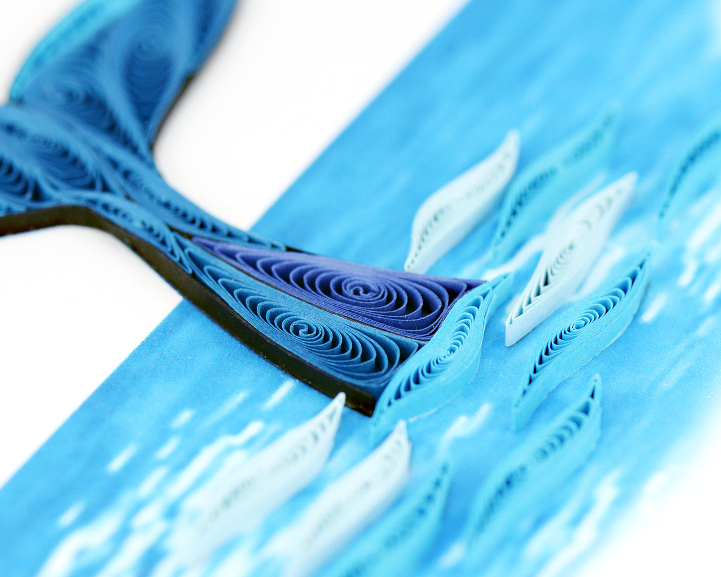 Quilling Whale Tail Ocean Splash Hand-Finished Art Greeting Card