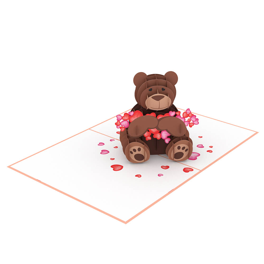 Teddy Love Laser Cut Pop Up Greeting Card