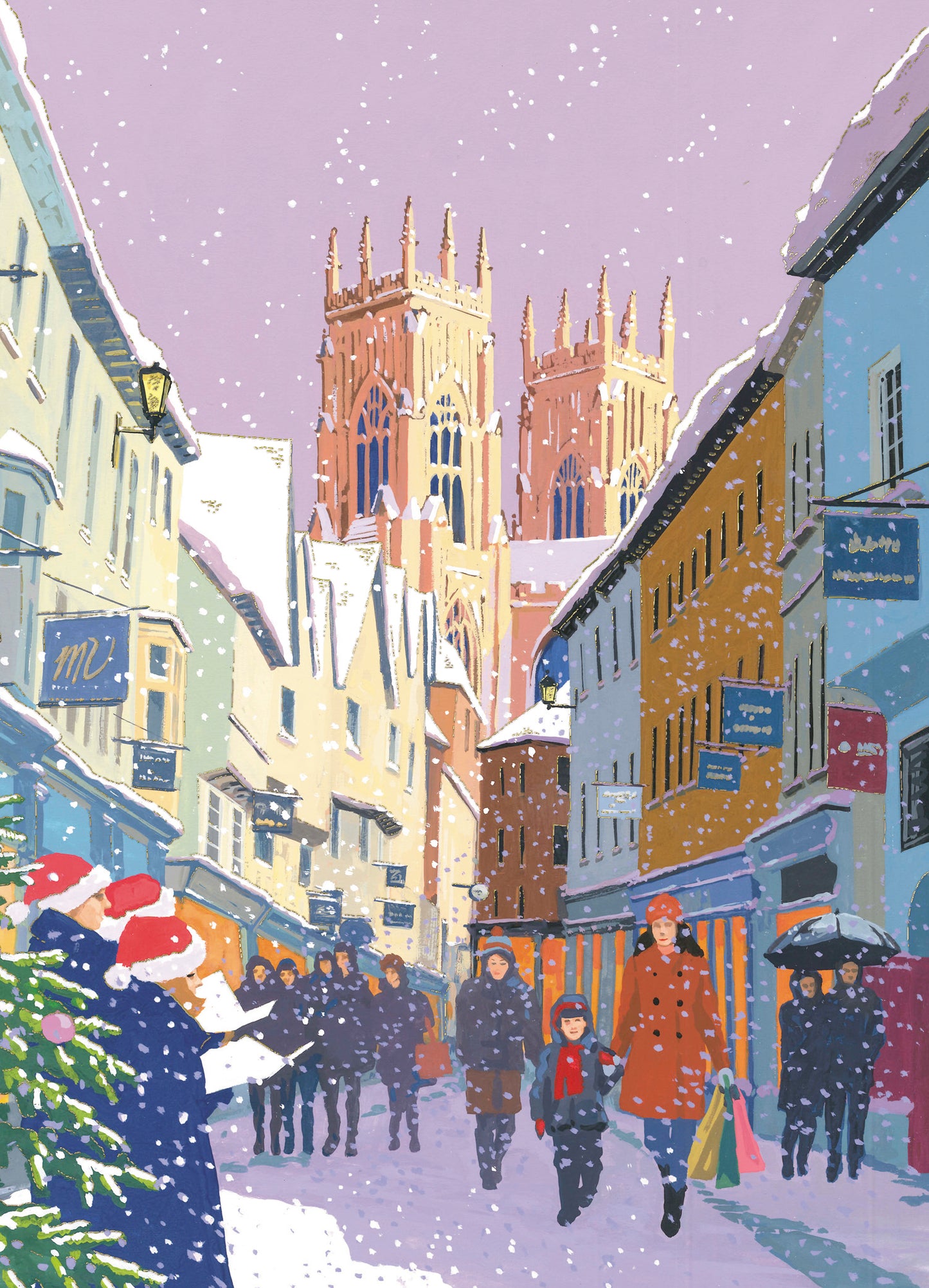 Box of 12 Bath & York Carols Christmas Cards In 2 Designs