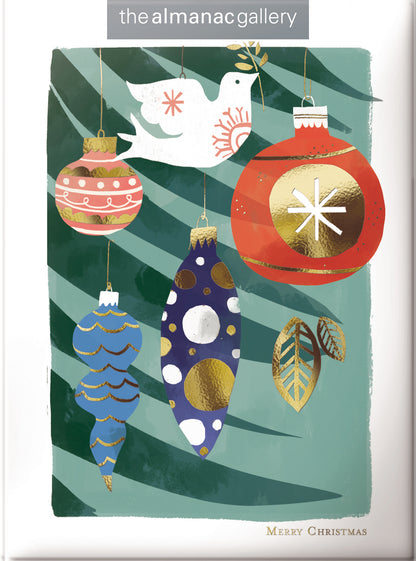 Box of 12 Seasonal Tree Baubles Christmas Cards In 2 Designs