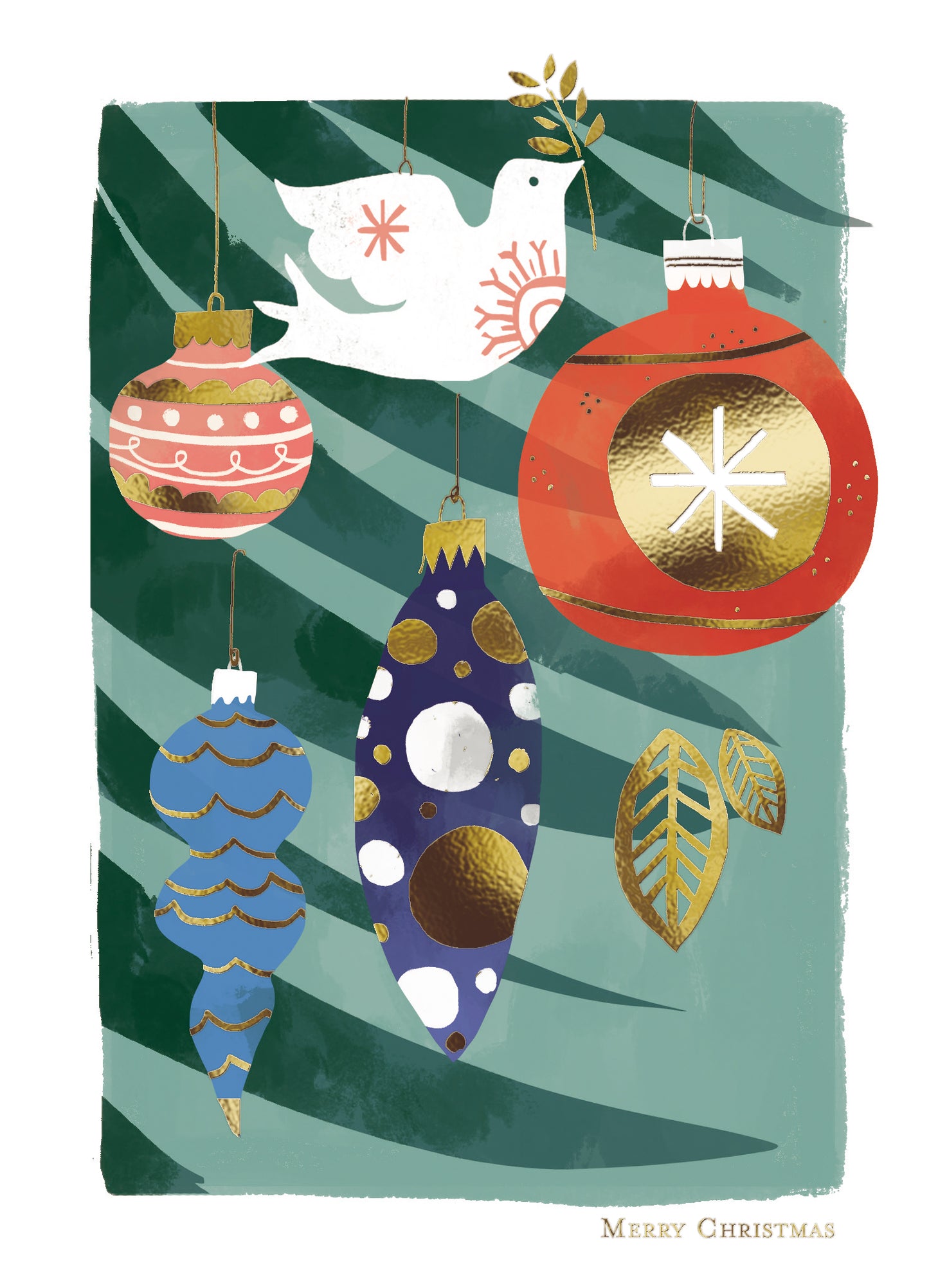 Box of 12 Seasonal Tree Baubles Christmas Cards In 2 Designs