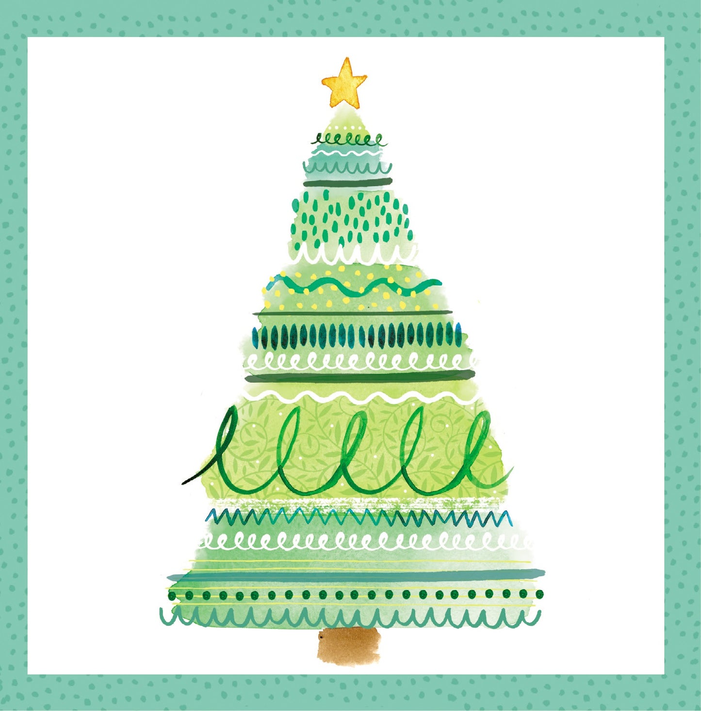 Box of 20 Watercolour Xmas Trees Fairdeal Charity Christmas Cards