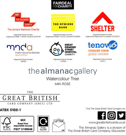 Box of 20 Watercolour Xmas Trees Fairdeal Charity Christmas Cards