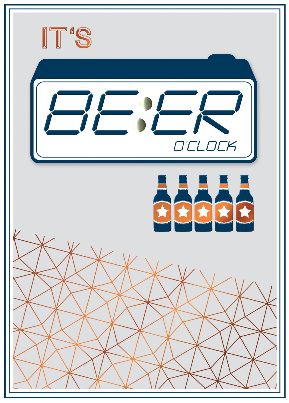 It's Beer O'clock Bottles Embellished Birthday Greeting Card